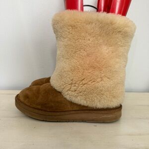 Ugg Brown Suede Patten Sheepskin Winter Boots
